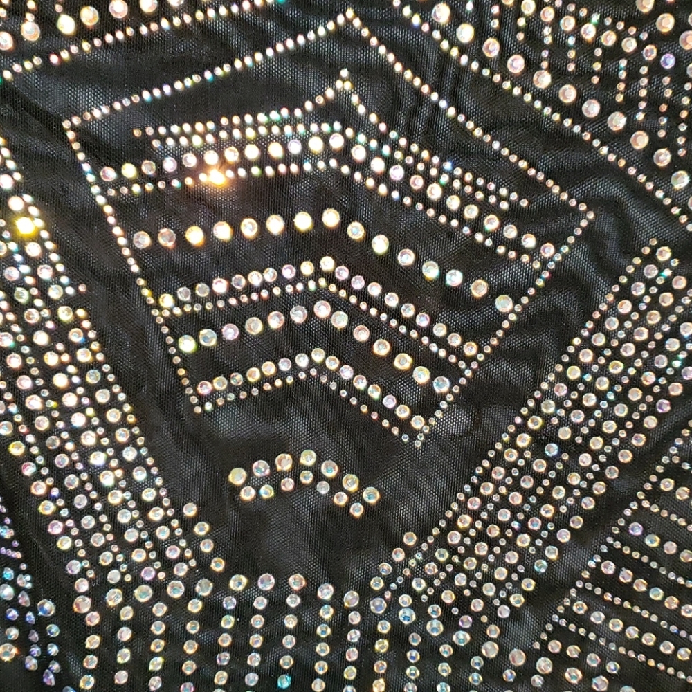 body suit studded see through 1x stretchy bling
